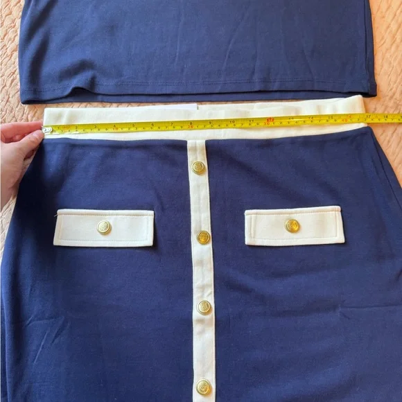 NWT Mango 2 Piece Set- Buttoned Knit Skirt and T-Shirt w Contrasting Buttons XL - Picture 6 of 12